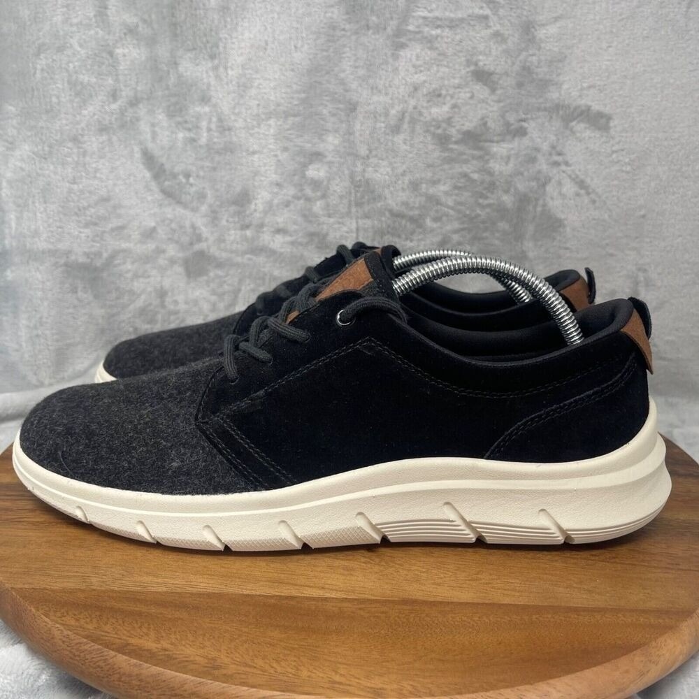 Easy Spirit Shoes Mens 11M Gray Black Knit Suede‎ Lace Up Low Top Sneaker Canyon
